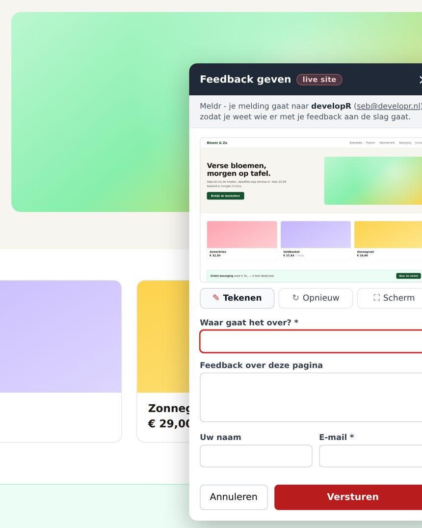 Meldr — De feedbackknop op de site van je klant